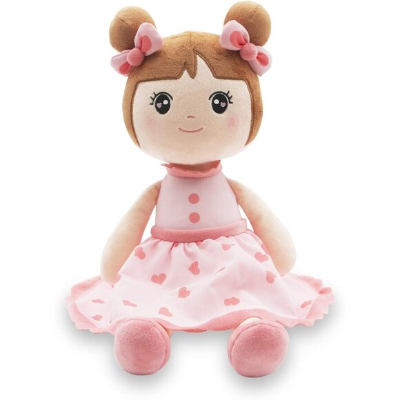 🆕 Baby Girl Pink Stuffed Super Soft Plush Cotton Filler Damp Cloth Toy Gifts - Picture 4 of 8